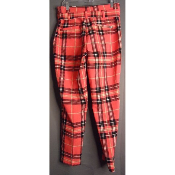 New York & Co Flat Front Dress Pants Hot Pink Black Plaid Size Med Barbi… - Picture 9 of 9